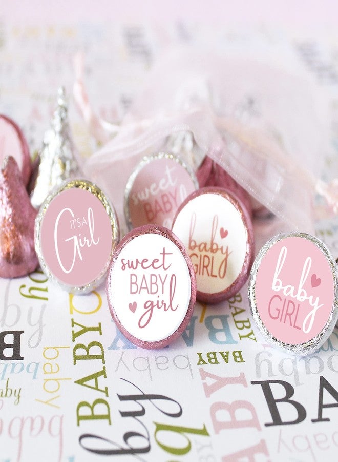 DISTINCTIVS Pink It's a Girl Baby Shower Kisses Candy Party Favor Stickers - 180 Labels - Image 2