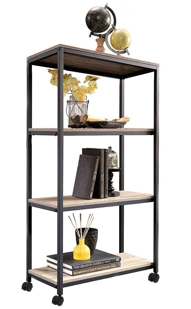 STAR WORK 4 Shelves Heavy Duty Rack with Wheels Adjustable Garage Storage Utility Rack Organization Multipurpose Shelf Warehouse Basement Kitchen Living Room 24 x 135 x 48 inches LxWxH - Image 1