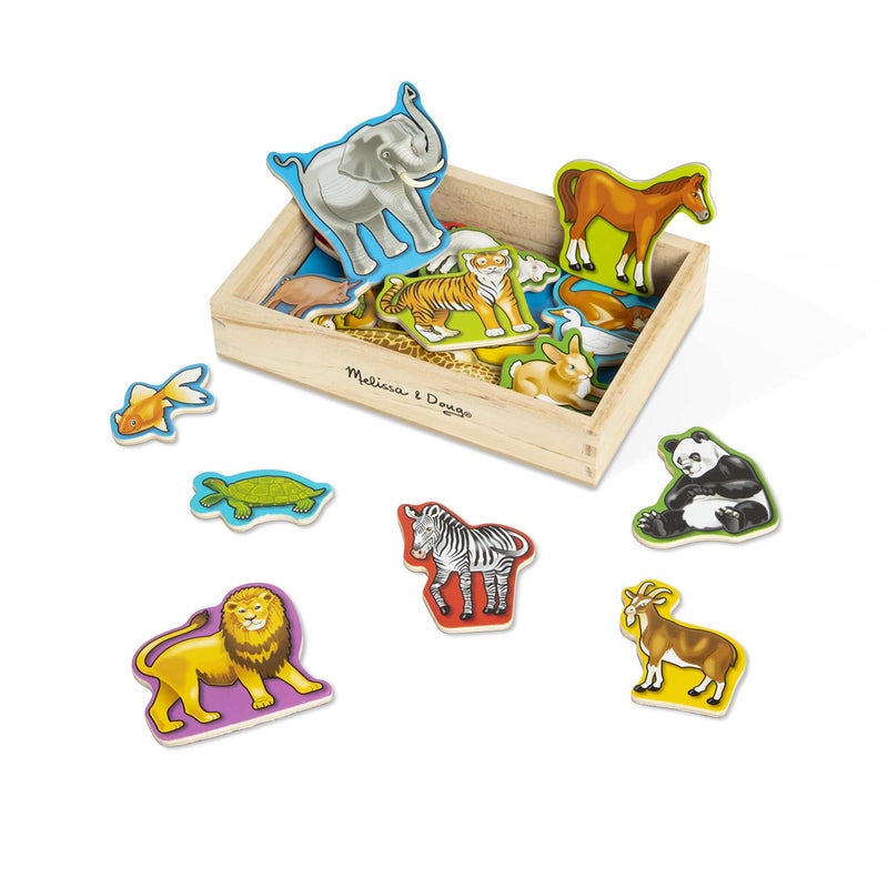 Melissa & Doug Wooden Animal Magnets Set (20 Pieces) â€“ Farm, Zoo & Pet Fridge Magnets in Storage Box â€“ Montessori Preschool Learning Toys for Toddlers & Kids Ages 2+ - FSC-Certified - Image 1