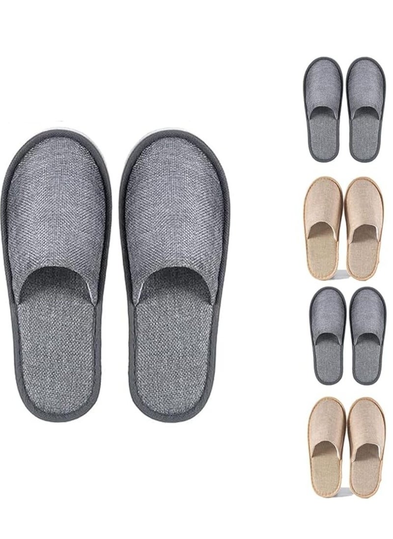 SRLIWHITE Disposable Slippers,5 pairs of disposable non-skid slippers. Durable thickened slippers. Suitable for home hospitality, hotel rooms, spa salons and business trips, travel (Dark Grey & Yellow)  - Image 1
