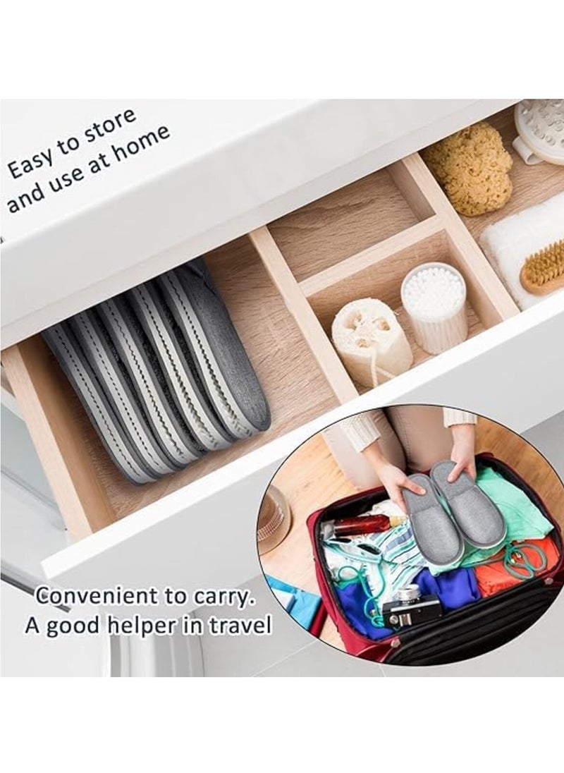 SRLIWHITE Disposable Slippers,5 pairs of disposable non-skid slippers. Durable thickened slippers. Suitable for home hospitality, hotel rooms, spa salons and business trips, travel (Dark Grey & Yellow)  - Image 2