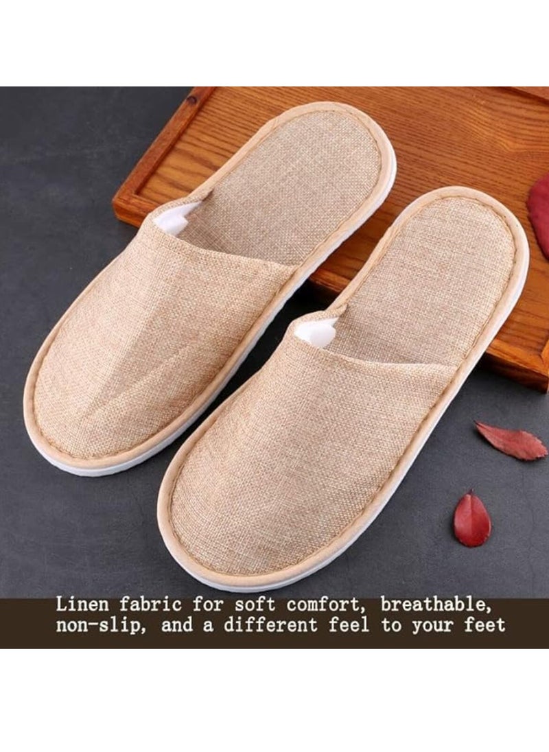 SRLIWHITE Disposable Slippers,5 pairs of disposable non-skid slippers. Durable thickened slippers. Suitable for home hospitality, hotel rooms, spa salons and business trips, travel (Dark Grey & Yellow)  - Image 4