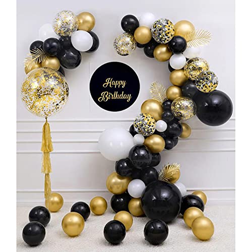 Zesliwy Black Gold Confetti Balloons 50 pack - 12 Inch Gold White and Black Confetti Balloons with Ribbons for Graduation Birthday Wedding Party Decorations - Image 5