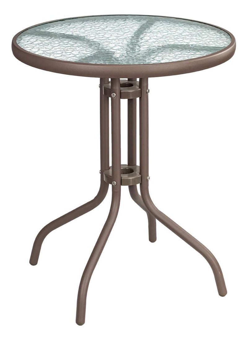 DubaiGallery Patio Round coffee Table,Outdoor Side Table,Balcony Table,with Glass Table Top Metal Coffee Table for Patio Coffee Tables  - Image 2