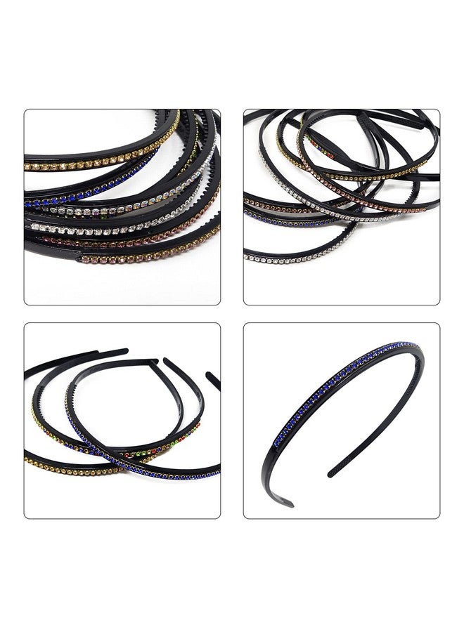 HONBAY Onbay 7Pcs Bling Bling Rhinestone Headband 1 Row Nonslip Thin Hair Hoops Fashion Plastic Teeth Headbands Fancy Hair Accessories For Women Girls (7 Color) - Image 4
