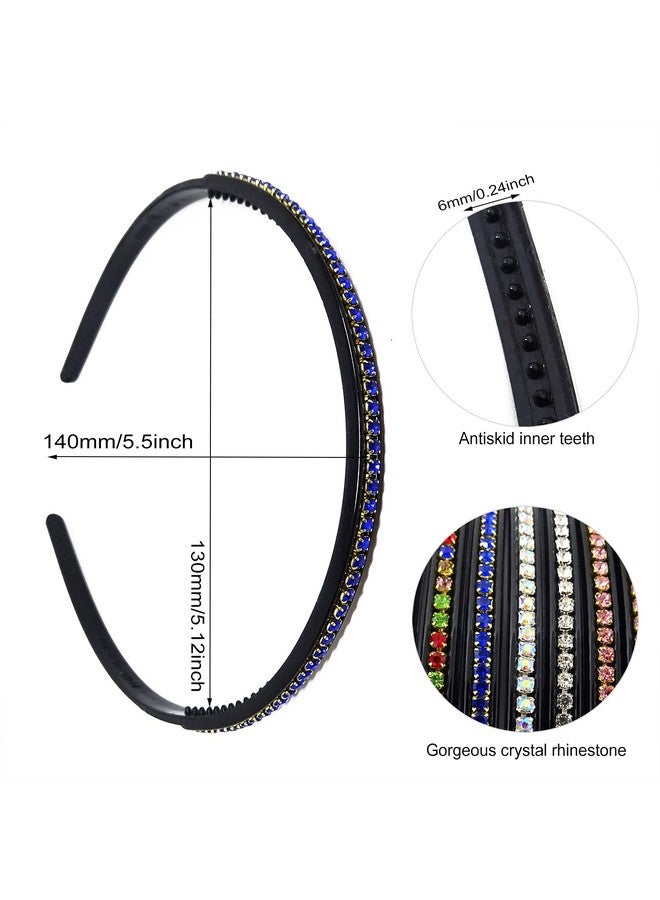 HONBAY Onbay 7Pcs Bling Bling Rhinestone Headband 1 Row Nonslip Thin Hair Hoops Fashion Plastic Teeth Headbands Fancy Hair Accessories For Women Girls (7 Color) - Image 3
