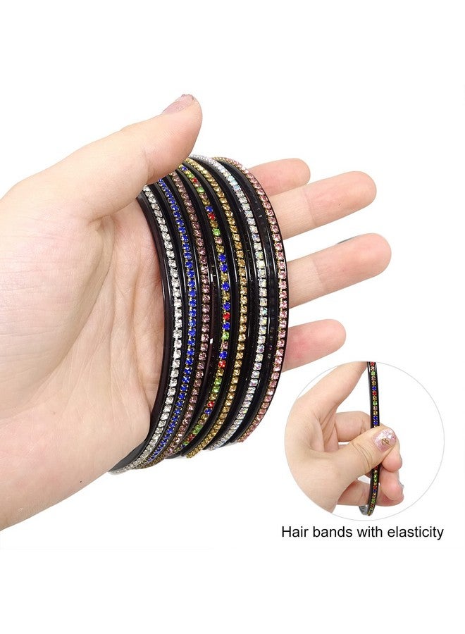 HONBAY Onbay 7Pcs Bling Bling Rhinestone Headband 1 Row Nonslip Thin Hair Hoops Fashion Plastic Teeth Headbands Fancy Hair Accessories For Women Girls (7 Color) - Image 5