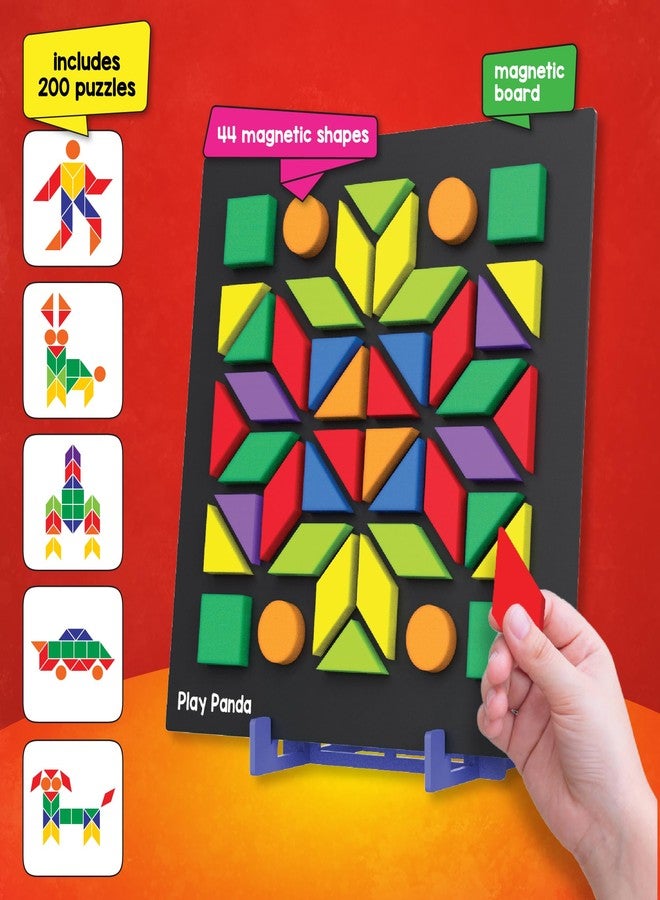 Play Panda Fun Magnetic Shapes Big Type 1 with 44 Magnetic Shapes, 200 Pattern Book, Magnetic Board and Display Stand - Image 2