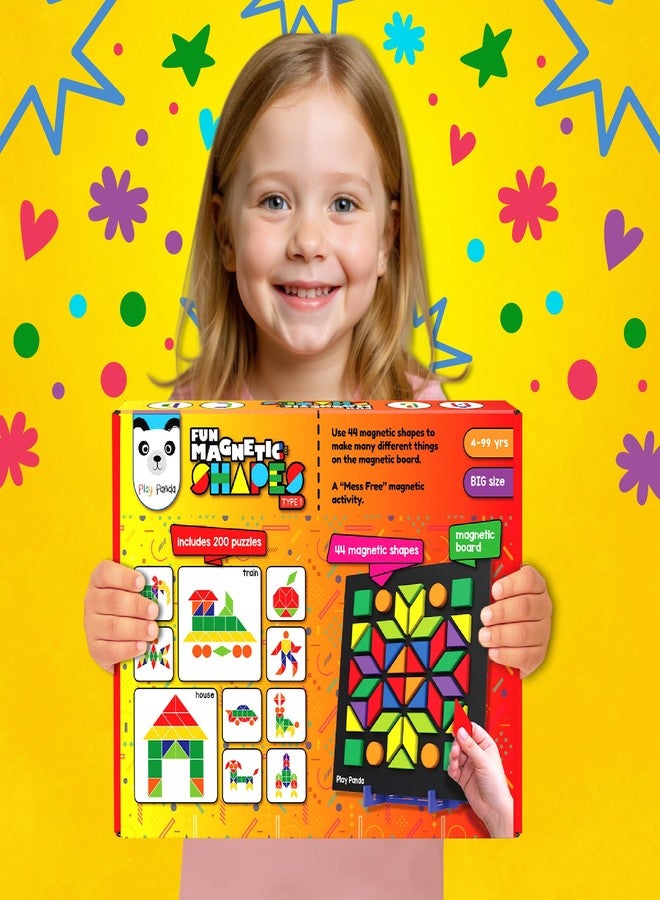 Play Panda Fun Magnetic Shapes Big Type 1 with 44 Magnetic Shapes, 200 Pattern Book, Magnetic Board and Display Stand - Image 3
