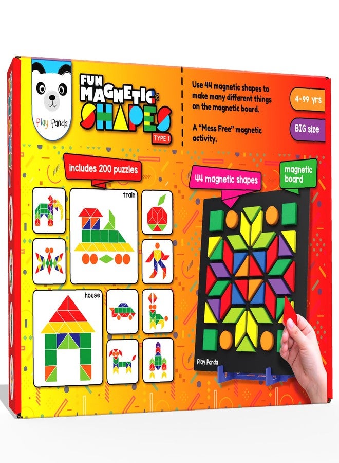 Play Panda Fun Magnetic Shapes Big Type 1 with 44 Magnetic Shapes, 200 Pattern Book, Magnetic Board and Display Stand - Image 1