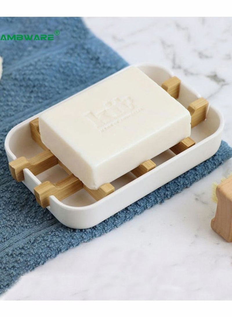 نيبمينينت 2 Pack Soap Box Holder Environmentally Friendly Bamboo Fiber Savers Case Container for Bathroom Kitchen Camping Gym - Image 3