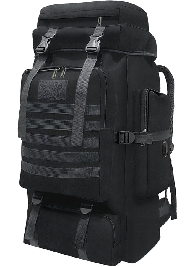 PROMASS حقيبة ظهر للتخييم والمشي لمسافات طويلة سعة 80 لتر 100 لتر، حقيبة ظهر عسكرية تكتيكية، حقيبة ظهر خارجية كبيرة سميكة وقابلة للتعديل ومقاومة للماء، سعة كبيرة - Image 1