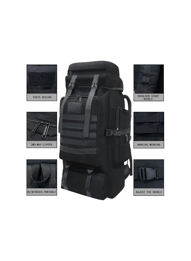 PROMASS حقيبة ظهر للتخييم والمشي لمسافات طويلة سعة 80 لتر 100 لتر، حقيبة ظهر عسكرية تكتيكية، حقيبة ظهر خارجية كبيرة سميكة وقابلة للتعديل ومقاومة للماء، سعة كبيرة - Image 2