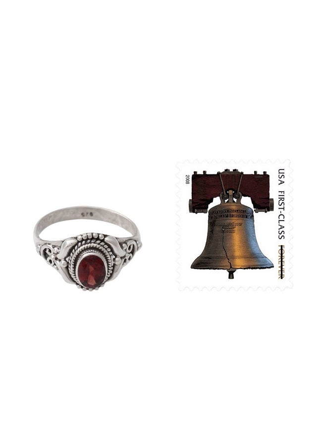 NOVICA Artisan Handmade .925 Sterling Silver Garnet Cocktail Ring Traditional Style India Red Single Stone Marsala Fiesta Aurora Birthstone 'Traditional Romantic'  - Image 4