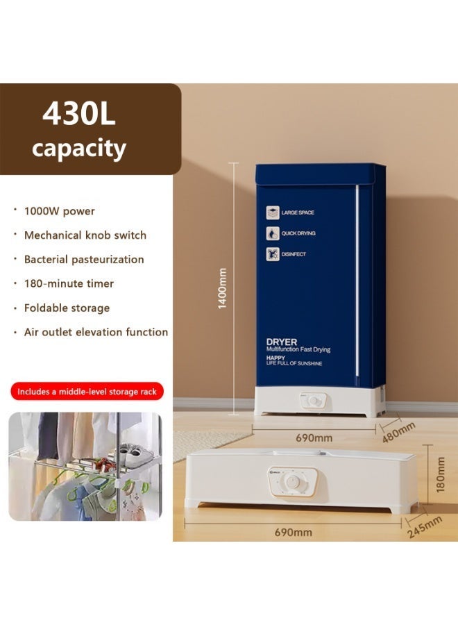 1000 وات مجفف ملابس محمول مجفف كهربائي قابل للطي سعة كبيرة مجفف ماكينة مع حقيبة مجفف وضبط الوقت - Image 2