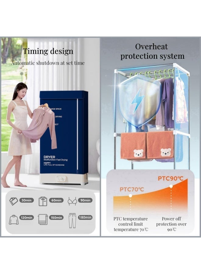 1000 وات مجفف ملابس محمول مجفف كهربائي قابل للطي سعة كبيرة مجفف ماكينة مع حقيبة مجفف وضبط الوقت - Image 4