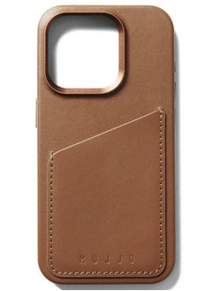 Mujjo Leather Wallet Case for iPhone 15 Pro - Premium European Leather Case with Card Pocket, Enhanced Phone & Camera Lens Protection, MagSafe Compatible - iPhone 15 Pro Card Wallet Case (Dark Tan)  - Image 2