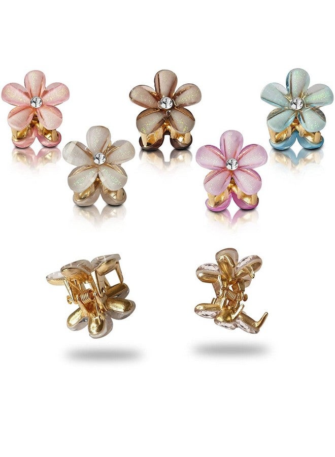 SUN Ring SUNRING Crystal Flower Hair Claw Rhinestones Alloy Hair Clamp for Girls Sweet Summer Side Clip Hair Styling Accessories (Pack of 12, Multicolor) - Image 2