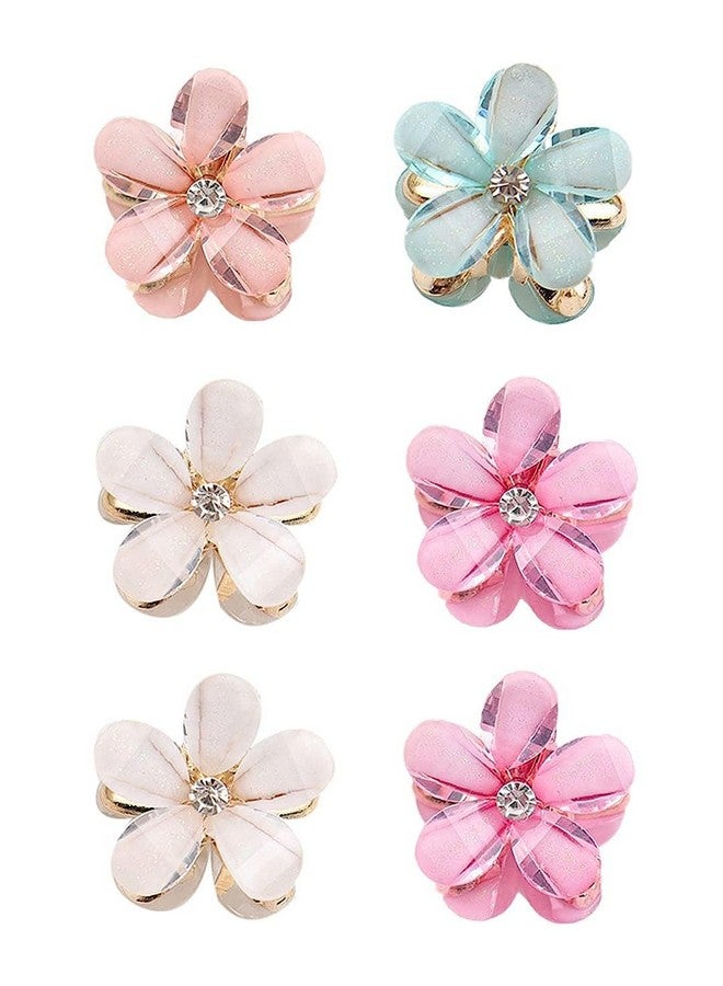SUN Ring SUNRING Crystal Flower Hair Claw Rhinestones Alloy Hair Clamp for Girls Sweet Summer Side Clip Hair Styling Accessories (Pack of 12, Multicolor) - Image 5