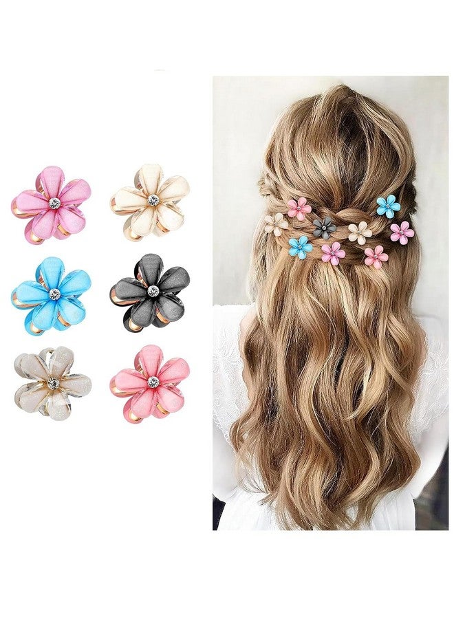 SUN Ring SUNRING Crystal Flower Hair Claw Rhinestones Alloy Hair Clamp for Girls Sweet Summer Side Clip Hair Styling Accessories (Pack of 12, Multicolor) - Image 1