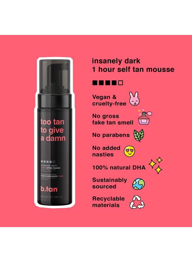 b tan ب.تان موس التسمير الذاتي الفائق الداكن | تو تان - الأفضل، 1 ساعة تعبير عن التسمير بدون شمس، توهج برونزي ذهبي، بدون رائحة تسمير مزيفة، للوجه والجسم، نباتي، خالي من القسوة والبارابين، 6.7 أونصة سائلة - Image 3