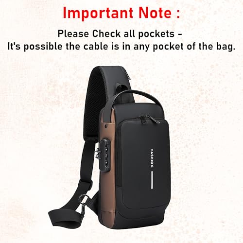 SNDIA Sling Bag for Men Stylish Crossbody Backpack for Men & Women, Anti-Theft Chest Bag with USB Charging Port, Messenger Bags, Casual Shoulder Bag (Grey Brown - 17 x 9 x 32 Cm) - Image 4