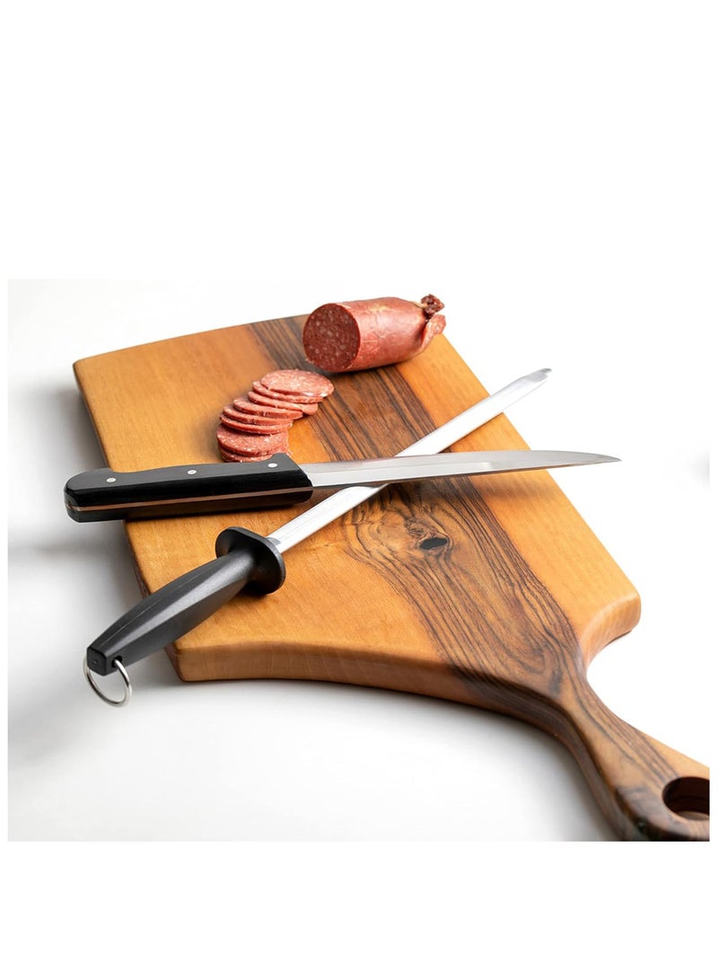 8-Inch Stainless Steel Knife Sharpening Rod – Professional Honing Steel with Chrome-Plated Carbon Steel, Ergonomic Non-Slip Handle, Oval Design for Precise Sharpening – Ideal for All Knife Types - Image 2
