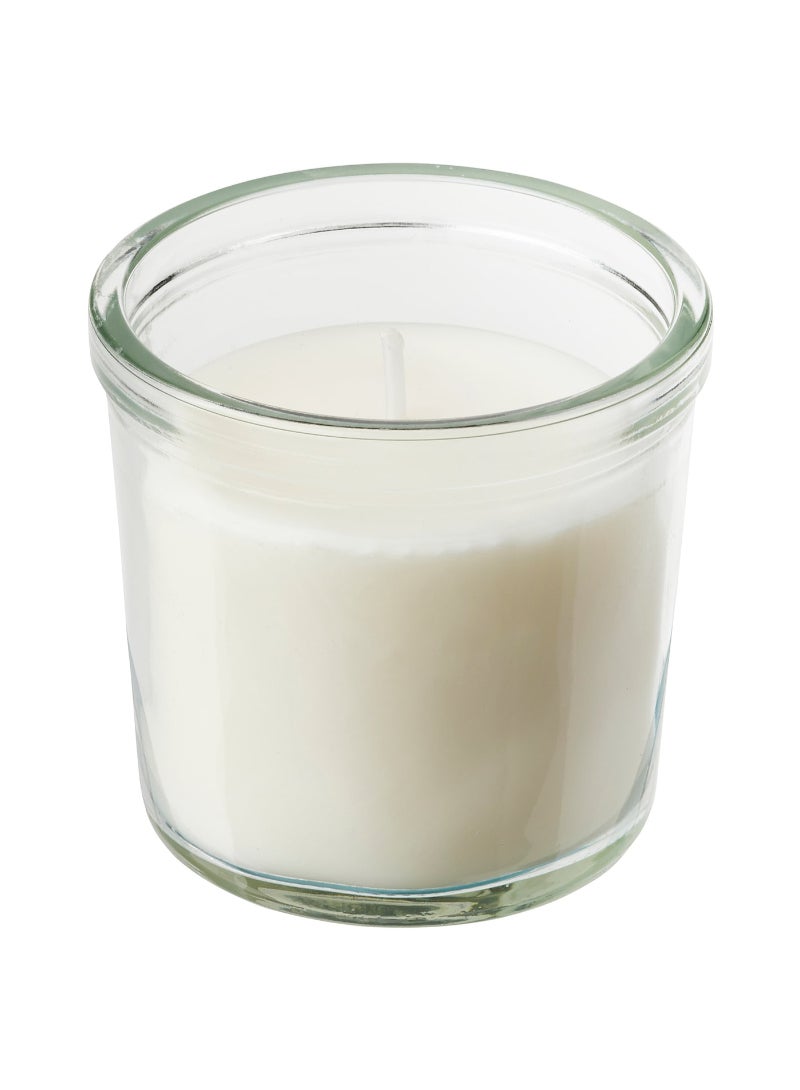 Scented candle in glass, Vanilla/light beige, 20 hr