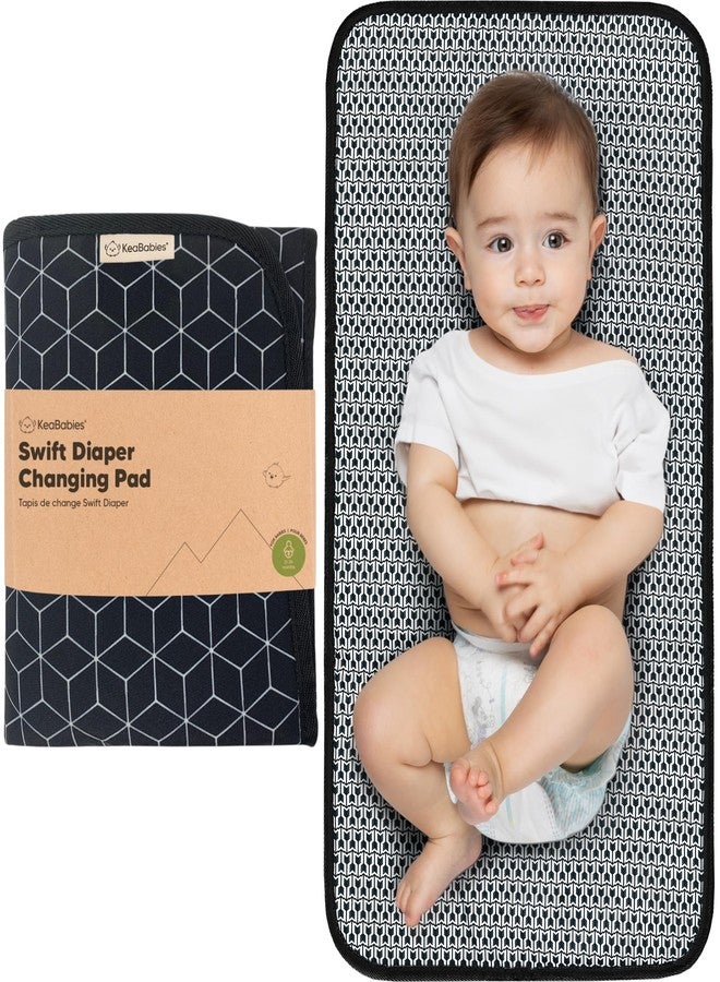 KeaBabies Portable Diaper Changing Pad, Easy Wipe Clean - Foldable Waterproof Baby Changing Mat for Diaper Bag, Compact, Lightweight, 25x13 Newborn, Infant, Baby Changer Travel Essential (Black Geo) - Image 1
