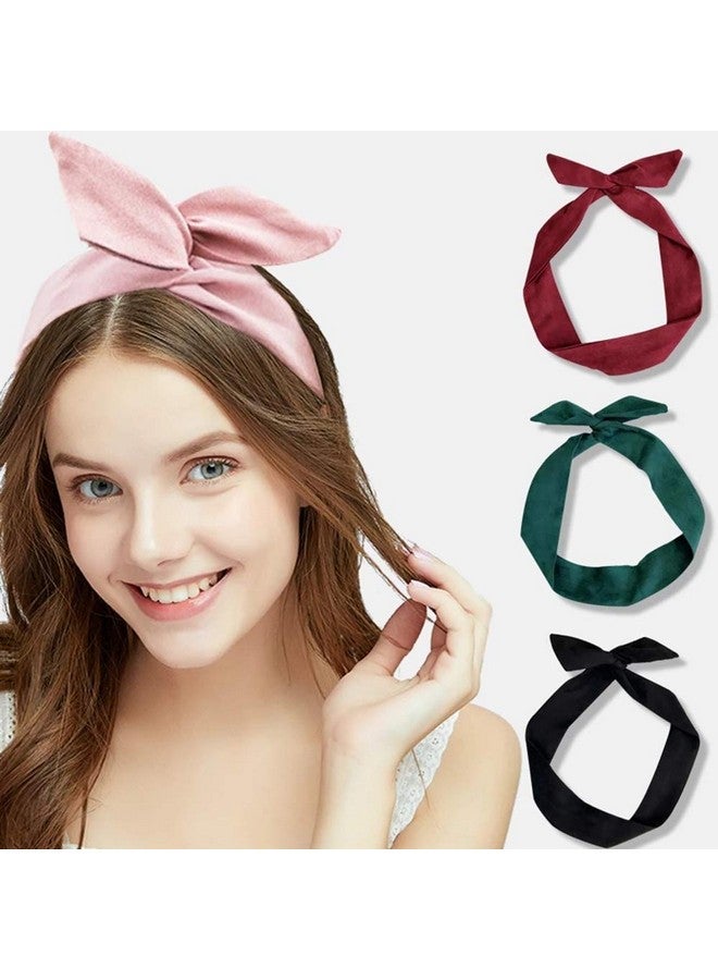 Yeshan Solid Color Wire Headbands For Women With Rabbit Ears Bow Headband Twist Wired Headbandsyoga Sports Head Wraps Hair Accessorypack Of 9 - Image 4