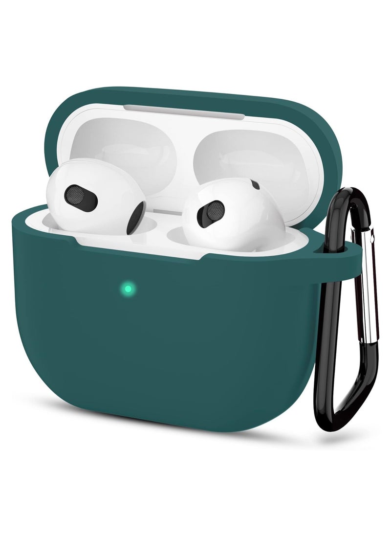 Generic - Silicone Case for Airpods 3, Waterproof Shockproof Case with Carabiner Accessories and Wireless Charging Support, green - Image 1