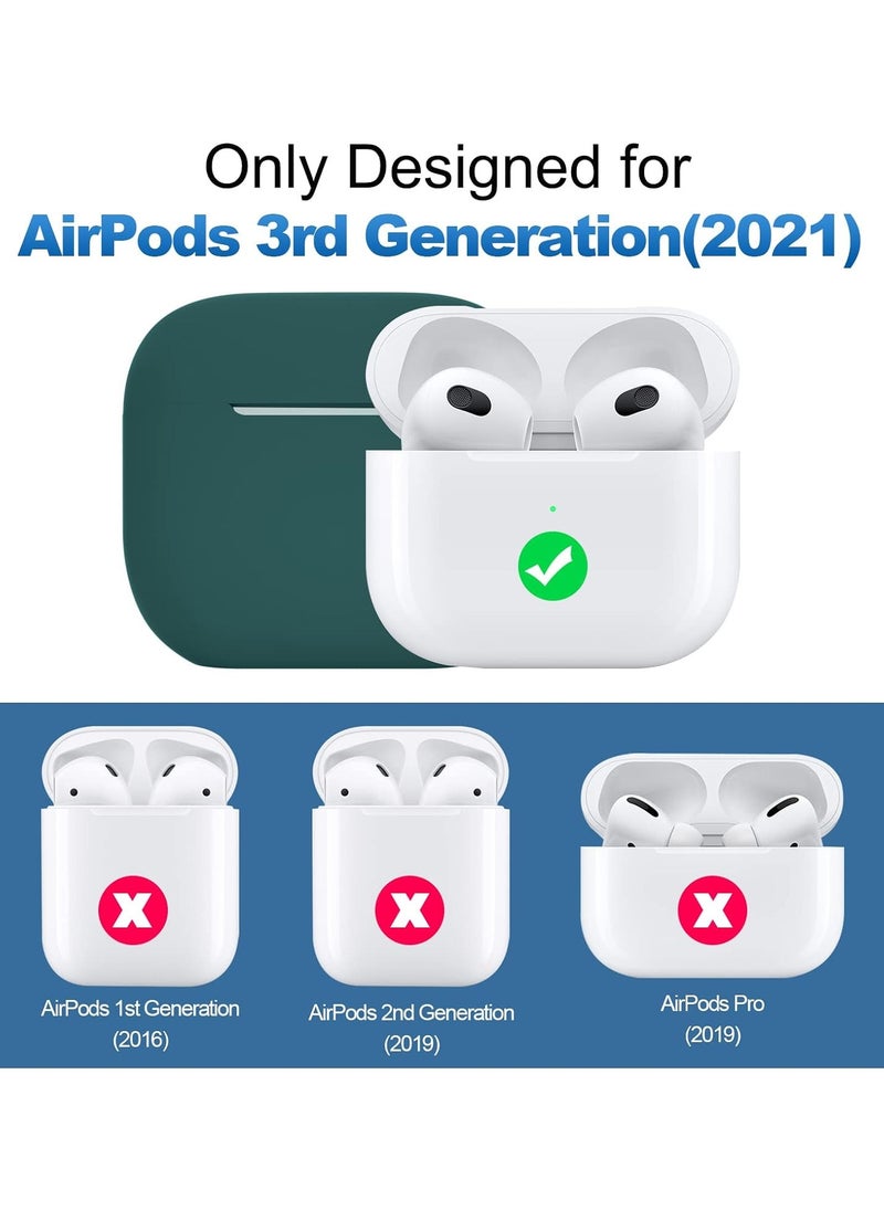Generic - Silicone Case for Airpods 3, Waterproof Shockproof Case with Carabiner Accessories and Wireless Charging Support, green - Image 1