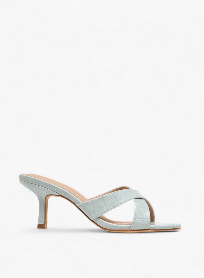 Flora Bella By Shoexpress Women's Textured Cross Strap Slip-on Sandals with Kitten Heels  - Image 3