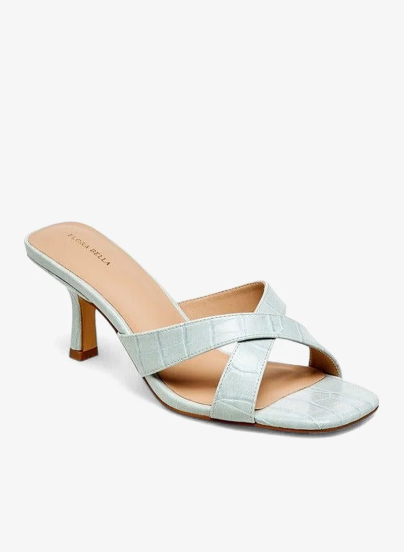 Women's Textured Cross Strap Slip-on Sandals with Kitten Heels
