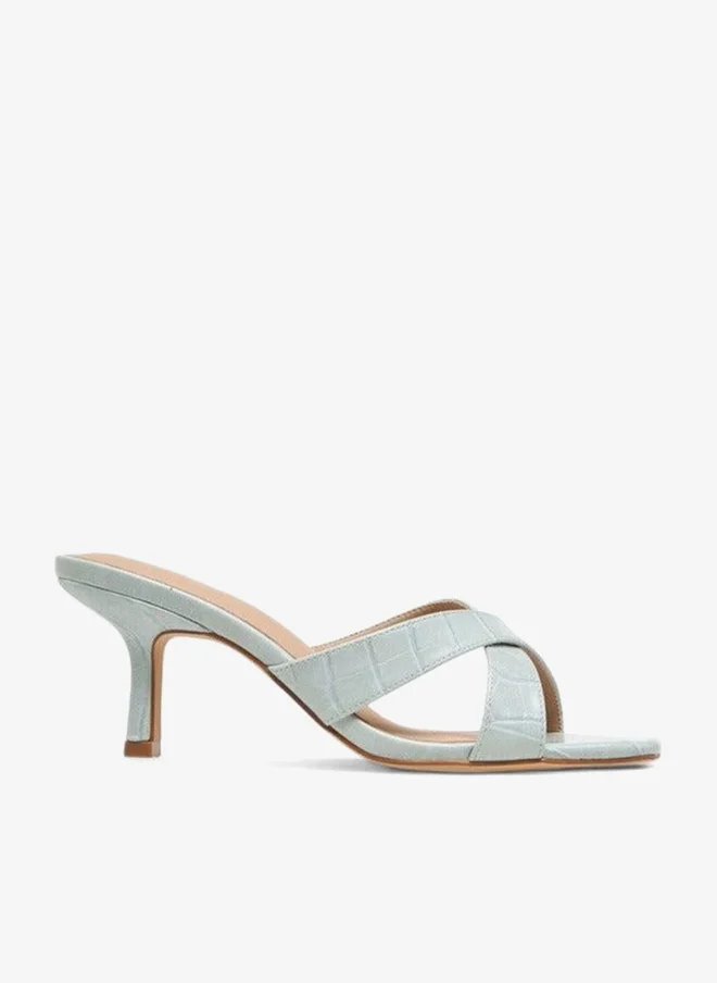 Flora Bella Textured Cross Strap Slip-On Sandals With Kitten Heels