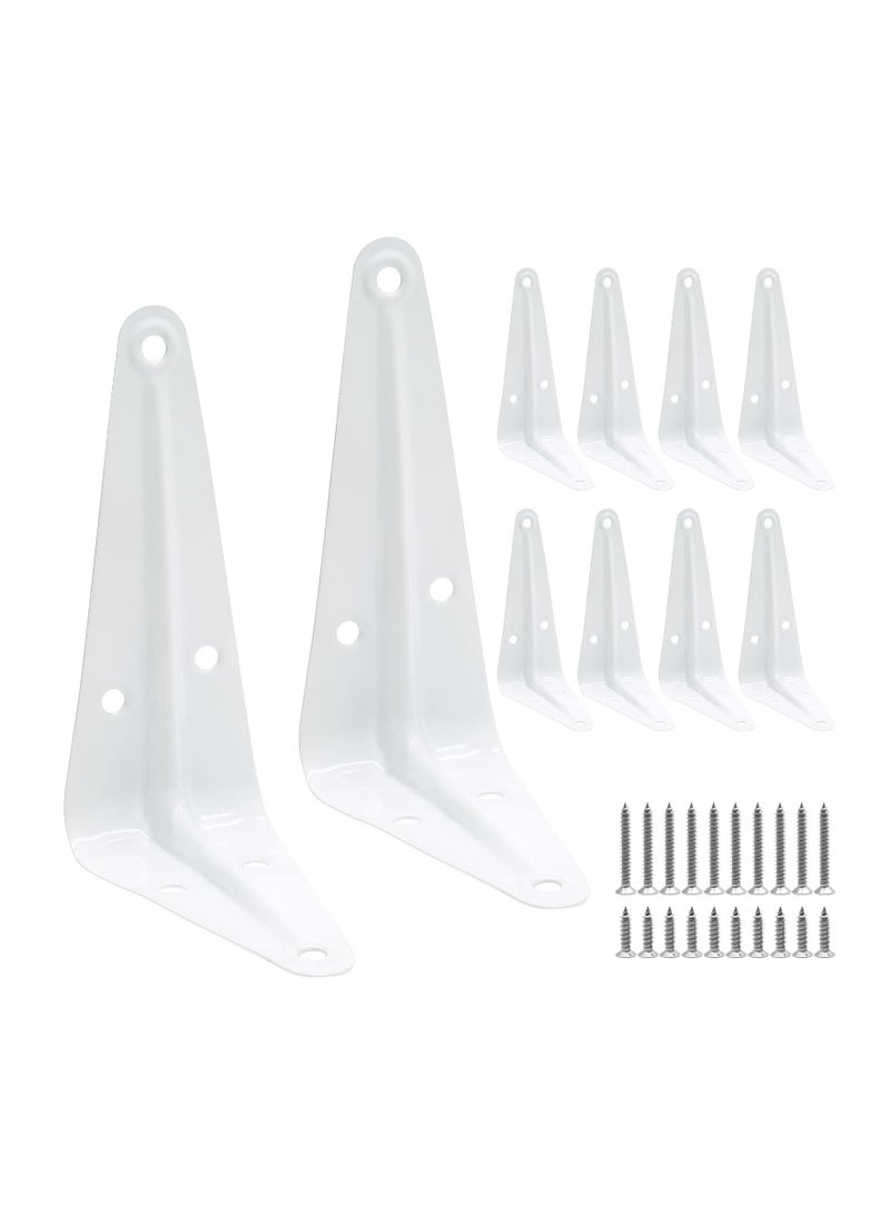 XiuWoo 10Pcs White Wall Shelf Brackets 4 Inch, SYOSI Heavy Duty L Bracket Corner Brace Support, Metal Joint Angle for Hanging, Floating Shelves with Screws and Nut (10 x 7.6cm) - Image 1