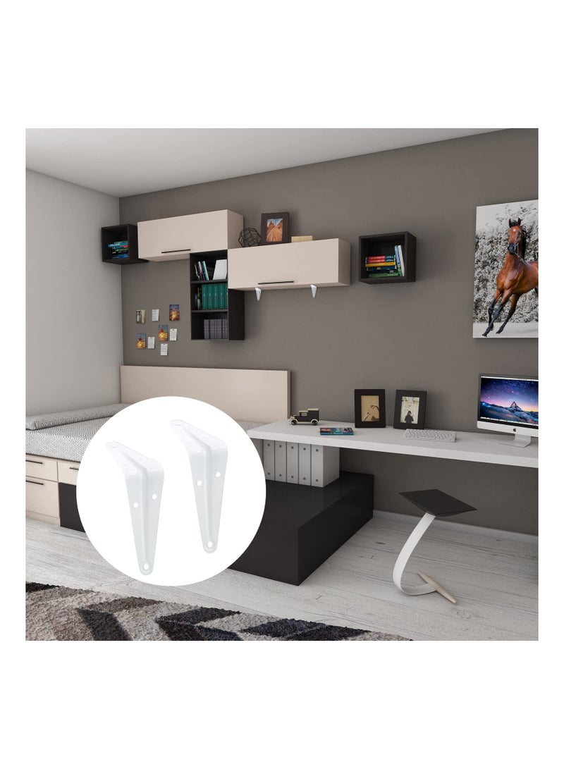 XiuWoo 10Pcs White Wall Shelf Brackets 4 Inch, SYOSI Heavy Duty L Bracket Corner Brace Support, Metal Joint Angle for Hanging, Floating Shelves with Screws and Nut (10 x 7.6cm) - Image 3