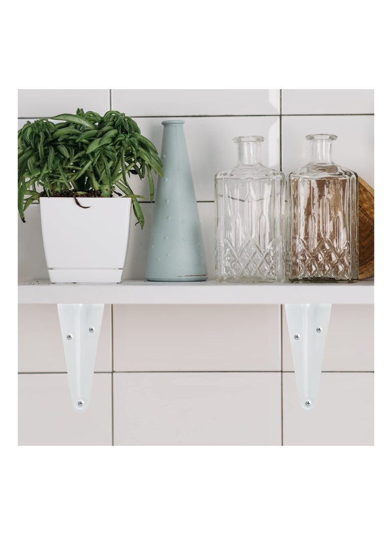 XiuWoo 10Pcs White Wall Shelf Brackets 4 Inch, SYOSI Heavy Duty L Bracket Corner Brace Support, Metal Joint Angle for Hanging, Floating Shelves with Screws and Nut (10 x 7.6cm) - Image 4