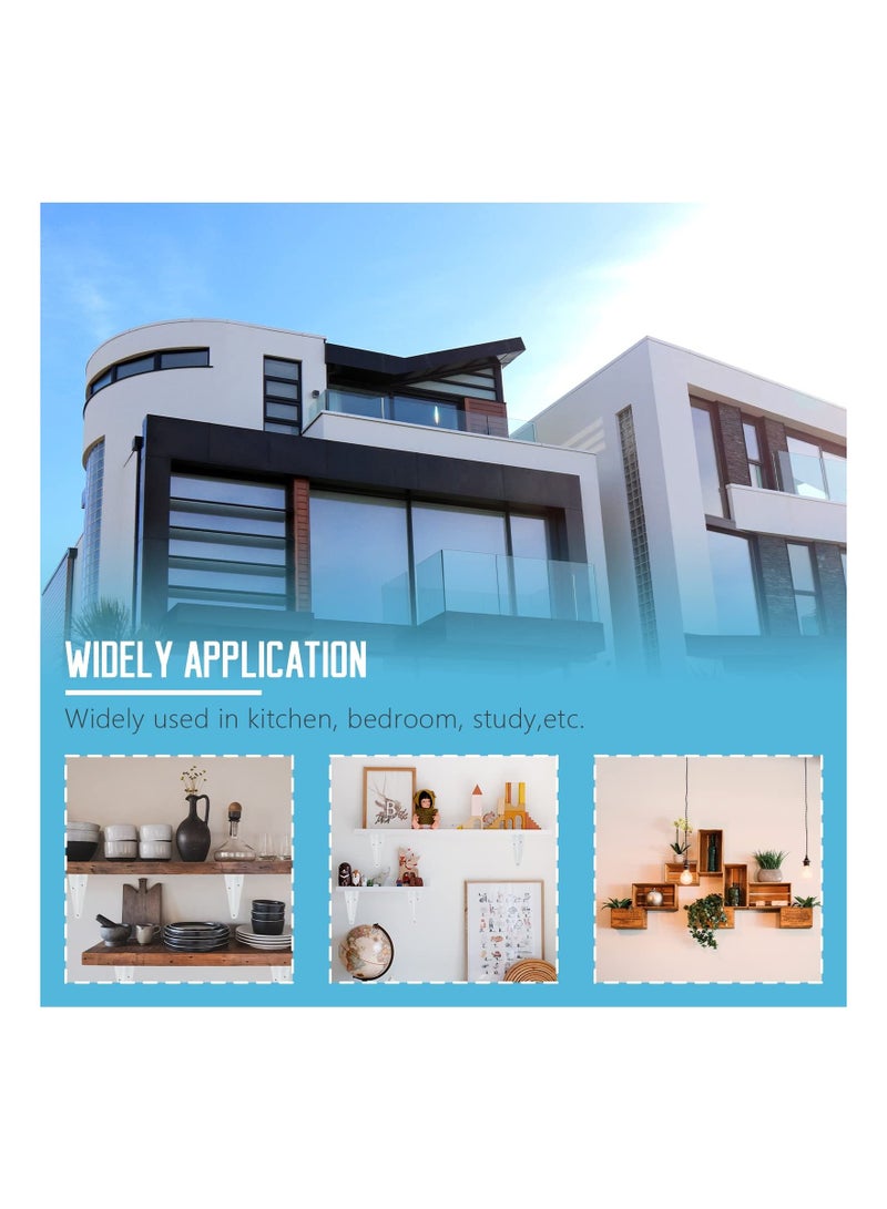 XiuWoo 10Pcs White Wall Shelf Brackets 4 Inch, SYOSI Heavy Duty L Bracket Corner Brace Support, Metal Joint Angle for Hanging, Floating Shelves with Screws and Nut (10 x 7.6cm) - Image 2