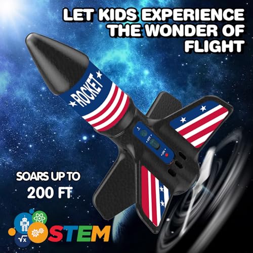 Eieymct Rocket Launcher for Kids SelfLaunching 200 ft Motorized Outdoor Electric Play Toy High Flying Air Rocket with Launch Set Birthday Toys Gifts for Boys 812 Star Pattern - Image 5