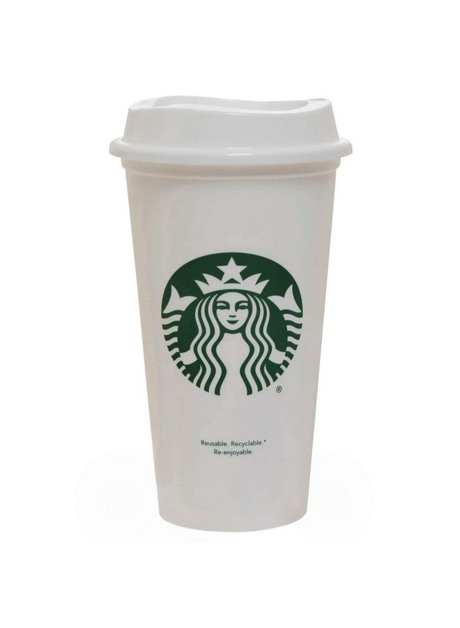 Starbucks Starbucks White Reusable Plastic Travel Mug/Cup/Tumbler Grande Medium, 16oz 473ml - Image 1