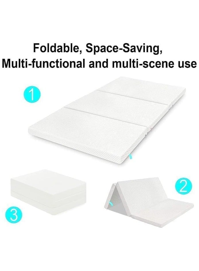 Comfy مرتبة ساتان قابلة للطي مريحة باللون الأبيض الكلاسيكي وقابلة للحمل 180 × 90 × 7 سم - Image 2