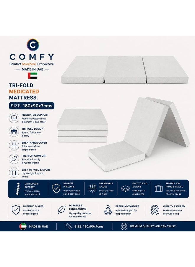 Comfy Folding White Classic And Portable 180x 90x 7Cm Satin Folding Mattress - Image 1