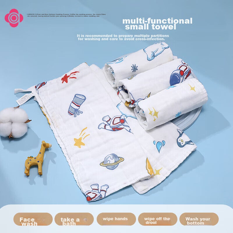 JD Jing Zao Grace 3A Antibacterial Baby Towel, Class A 4-Layer Gauze Drool Bib, Children's Face Towel, 3030cm, 16g, 2 Pieces - Image 2