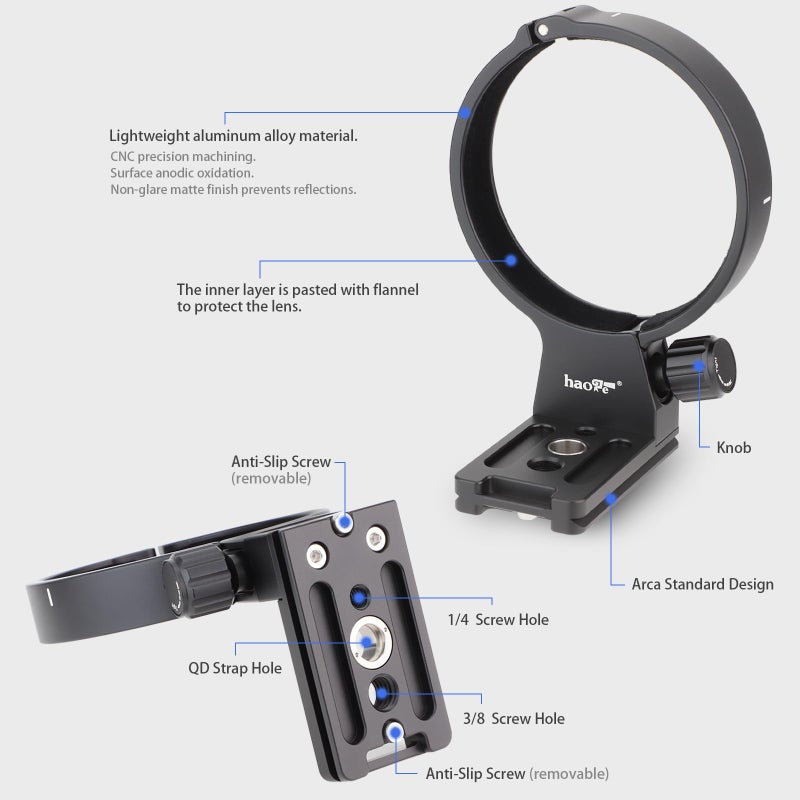 Haoge LMR-TL540 Lens Collar for Tamron 50-400mm A067,100-400mm f/4.5-6.3 Di VC USD A035 Lens Built-in Arca Type Quick Release Plate Replace Tamron A035TM - Image 2