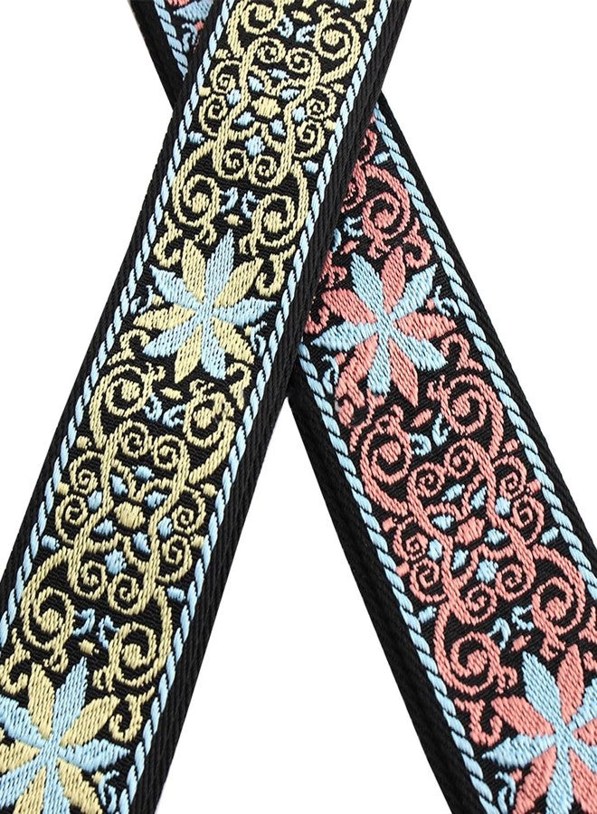 Zhiheng Purse Strap Star Flower Pattern Trendy Bag Strap Replacement Adjustable Jacquard Belt for Purse Crossbody Guitar CameraBags (Orange+Blue) - Image 5