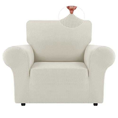 LURKA Stretch Chair Sofa Slipcovers 1 Piece Couch Covers for Sofa Furniture Protector Full Sofa Covers with Elastic Bottom for Kids and Dog Small Ivory