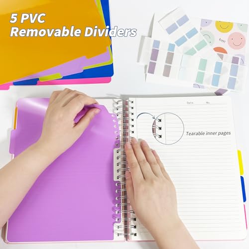Ouzoustate 5 Subject Notebook College Ruled, 300 Pages A4 Hardcover Spiral Notebook with Removable Dividers Tabs 8.5" x 11" 100GSM Large Lined Journal Notebooks for Work School - Image 4