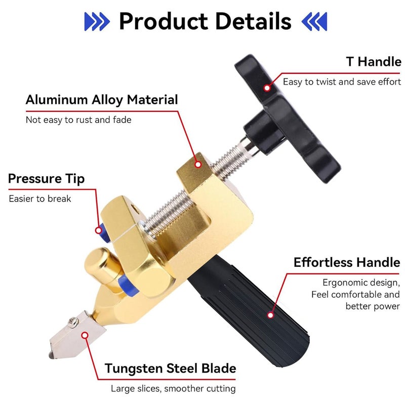 A 2 In 1 Professional Ceramic And Glass Tile Cutter Manual Cutting Tool With Additional Blades For Cutting Glass Mirrors Tiles And Glazed Tiles Demeter Set - Image 4