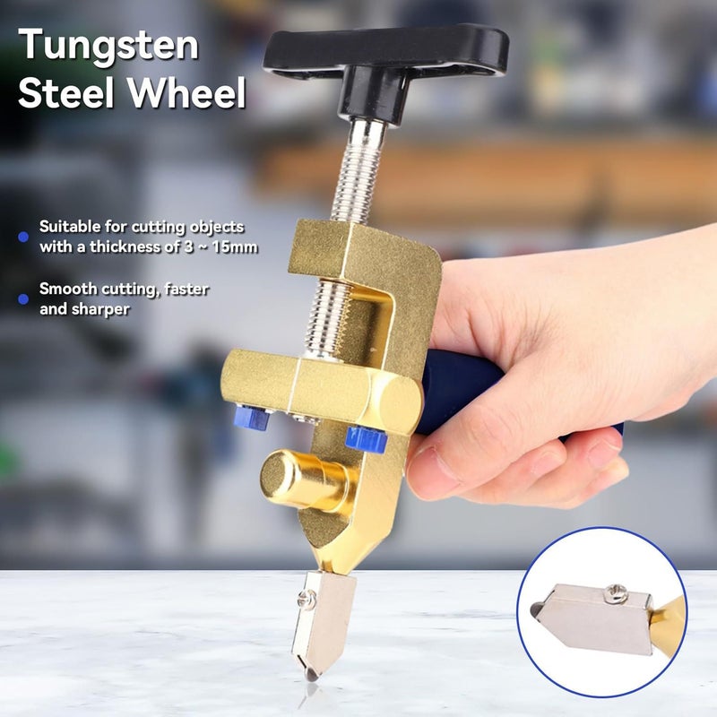 A 2 In 1 Professional Ceramic And Glass Tile Cutter Manual Cutting Tool With Additional Blades For Cutting Glass Mirrors Tiles And Glazed Tiles Demeter Set - Image 5